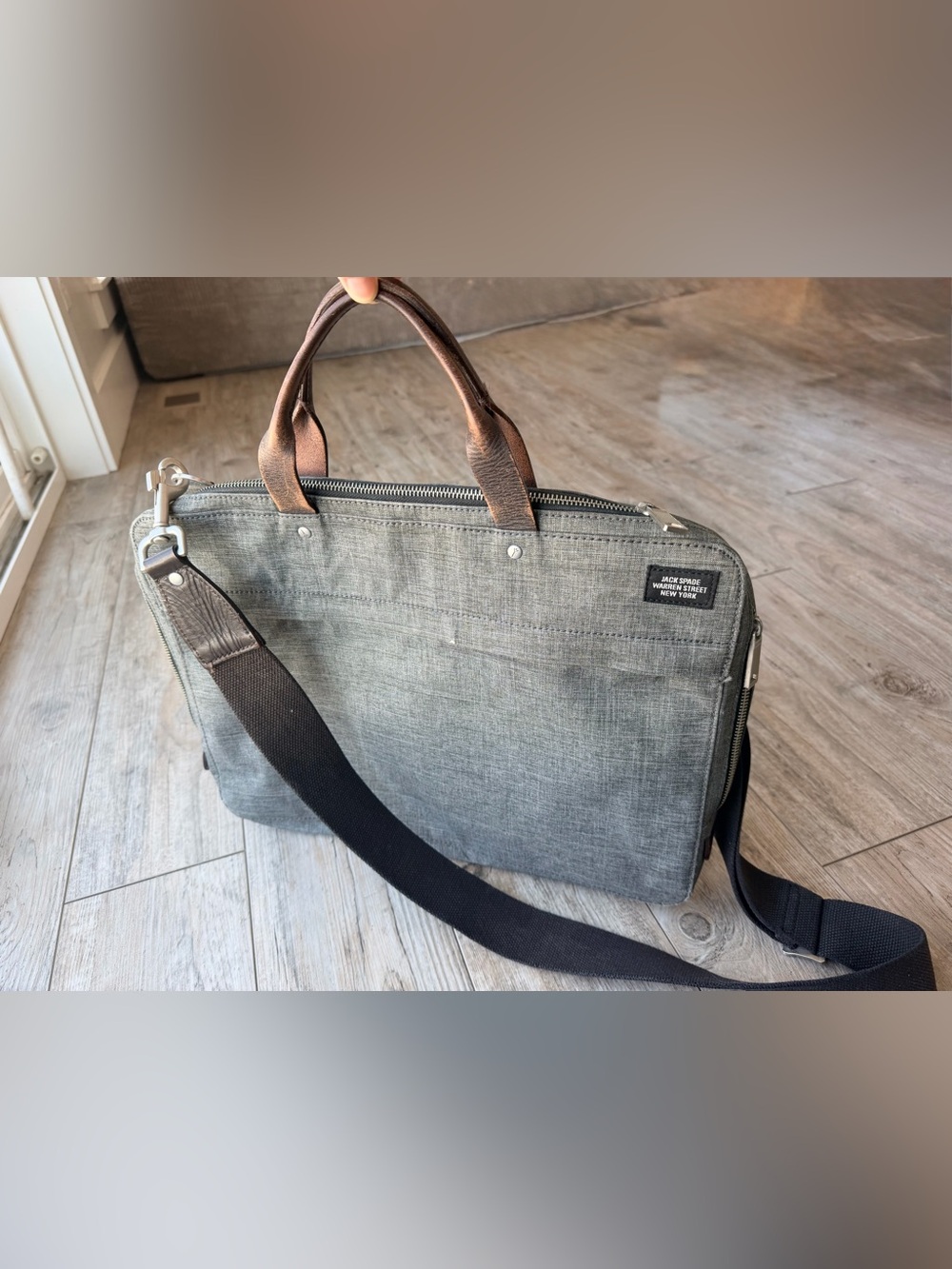 Jack Spade Tech Oxford Slim Brief Laptop Briefcase Crossbody Bag